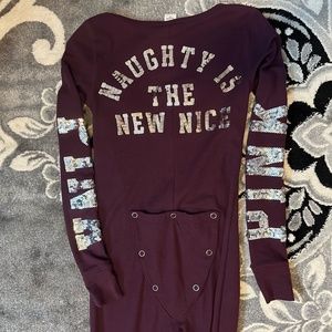Victoria’s Secret pink long John Christmas pajamas XS